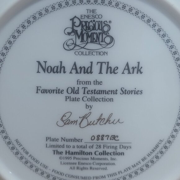 Enesco Precious Moments Noah And The Ark Decorative Plate The Hamilton Collectio - Picture 5 of 11